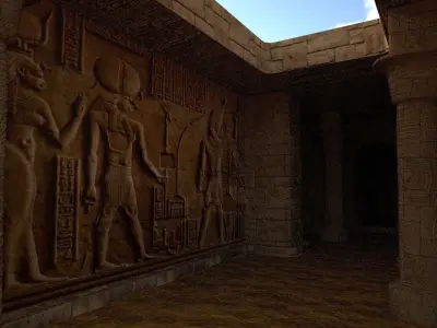 Horus temple interior Low-poly 3D model