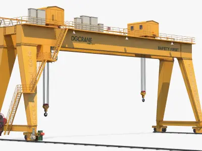  DGCRANE Heavy Duty Double Girder Gantry Crane Yellow Rigged 