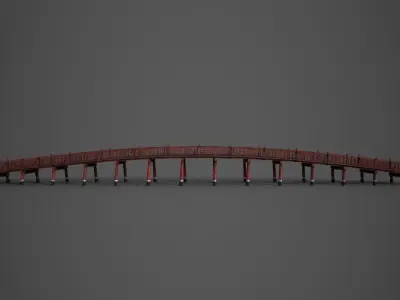 Asian bridge japanese Low-poly 3D model