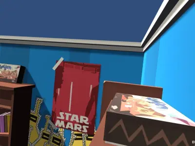 Free 1980 - MidPoly Retro Rooms Free low-poly 3D model