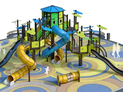 Large childrens playground complex 3D model