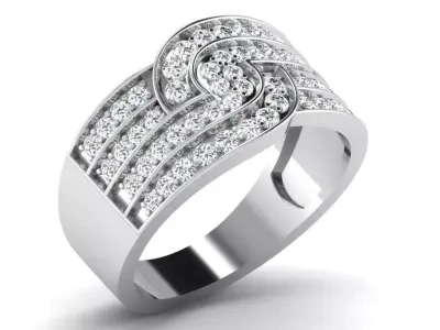 Light Weight White Gold Diamond Ring DR-6587 3D print model