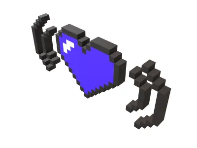 Pixel Heart Radio v1 005 Low-poly 3D model