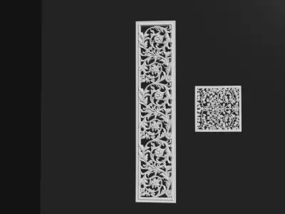 Art Flower Decorative Wall Plaster   3D model