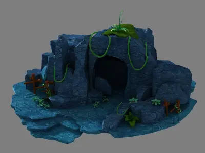 Skeleton Cave scene entrance to the cave rock 3D model purchase