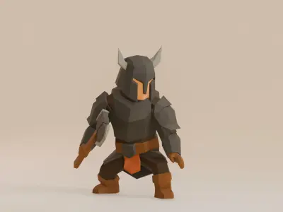 UNRIGGED VERSION LOW-POLY WARRIOR Low-poly 3D model