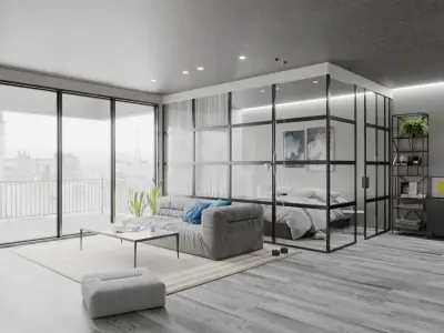 Glass Bedroom Scene for Cinema 4D  Corona Renderer and LightMix 3D model