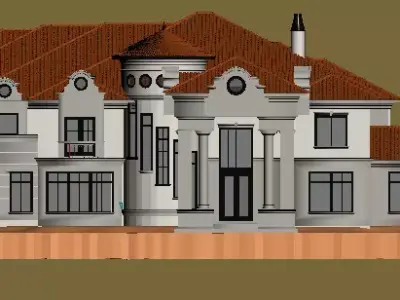 House Lake View Architecture Plan CAD and 3D Model Game Ready 3D model