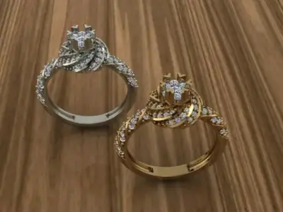 Beautiful gold silver Ring 3D print model