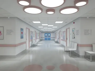Hospital Corridor and Furniture 3D model
