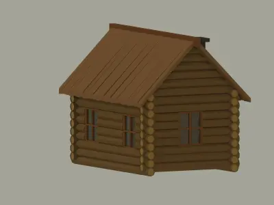 Wooden Cabin Low Poly 3D model