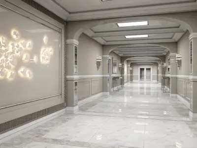 Grand Corridor Tileable Kit 3 3D model