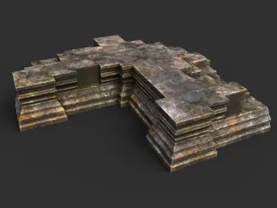 Low poly Dry Mossy Ruin Construction Pack 200210 Low-poly 3D model