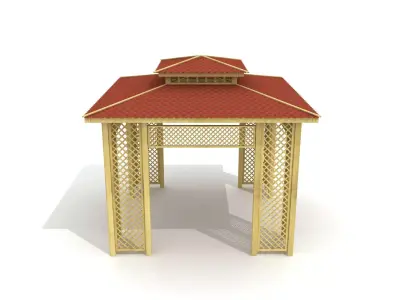  Outdoor Wood Gazebo 003 3D model