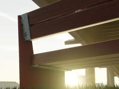 Park Bench -8- Red Version Low-poly 3D model