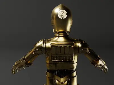 C-3PO Model -Rigged and Textured Low-poly 3D model
