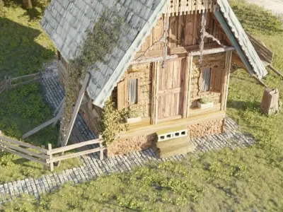 Old village House with Environment 3D model