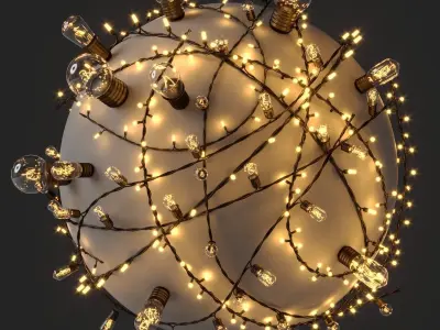 Lamp and Wire IMM curve brush   Low-poly 3D model