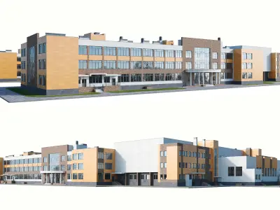 Modern school building 2 3D model
