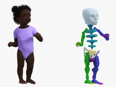 One Year Old Black Girl in Bodysuit Rigged 