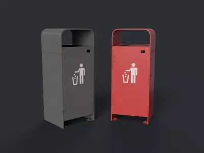 Street Trash Can 12 PBR Game Ready Low-poly 3D model