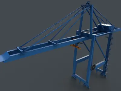 PBR Quayside Container Crane V2 - Blue Light Low-poly 3D model