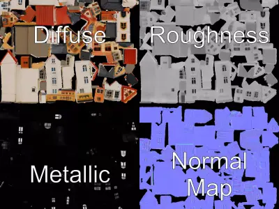 Charming European Village model pack Low-poly 3D model