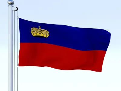 Animated Liechtenstein Flag Low-poly 3D model