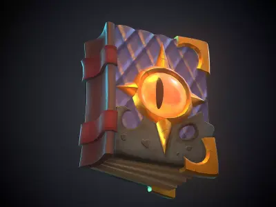 Hand drawn stylized magic book Low-poly 3D model