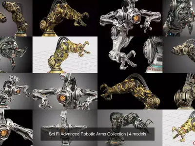 Sci Fi Advanced Robotic Arms Collection 3D Model Pack