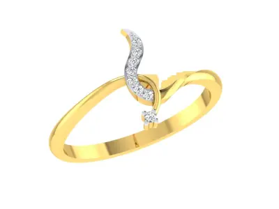 Light Weight Yellow Gold Diamond Ring  -ZA RN 7829 3D print model