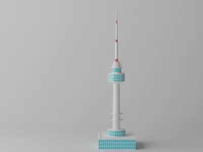 Cartoon N Seoul Tower Landmark Low-poly 3D model