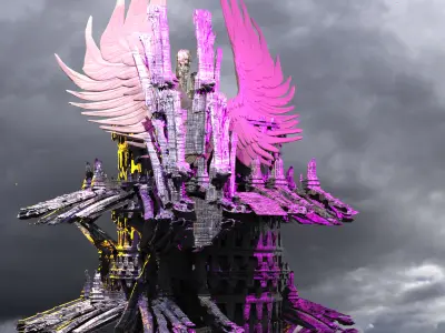 Victorian Winged Sci fi pillars 2 3D model