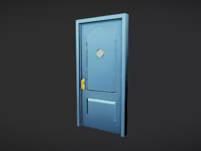 Blue door with round window 3D model