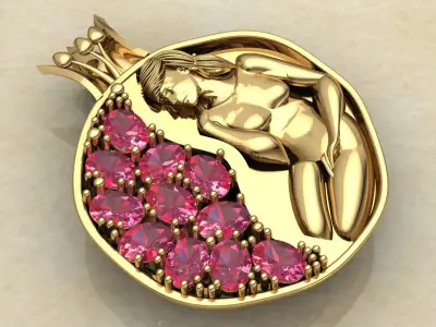 Pomegranate pendant 3D print model