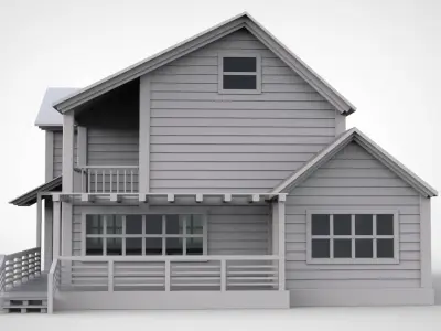 Wooden House Low-poly 3D model 14