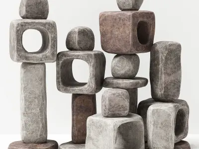 Stone cube ligt decorative n1 3D model