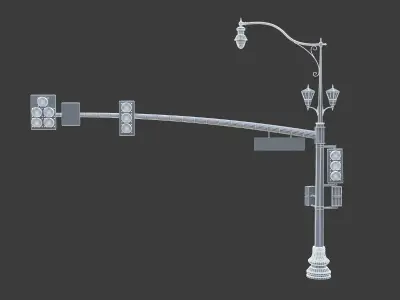 Street Light With Traffic Light 05 Low-poly 3D model