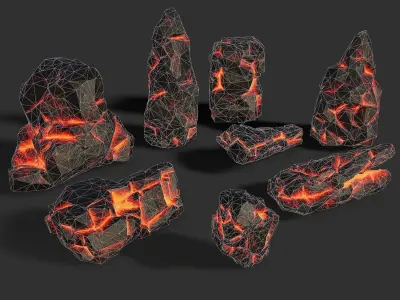 Mountain lave rocks - 3D Models PBR Pack 13 Low-poly 3D model