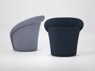 1832 Moon Armchair and Footstool 3D model