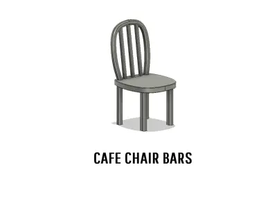 DET-0008 Cafe interior set 16 items H0-scale 3D print model