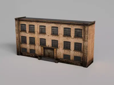 Street wall building Low-poly 3D model Low-poly 3D model