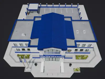 Modern Police Station Low-poly 3D model