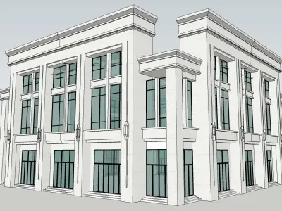 highrise building neoclassical podium 3d model 3D model