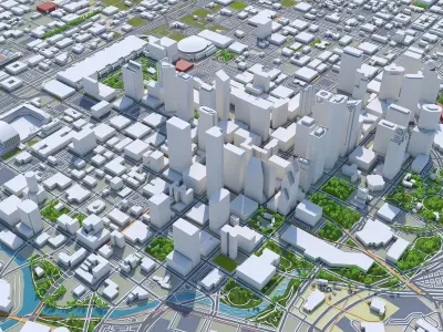 Houston Downtown Texas USA Low-poly 3D model