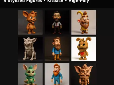 Whimsical Character Pack - Kitbash High-Poly Figure Collection 3D print model