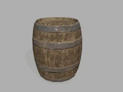 Wooden Barrel Low-poly 3D model