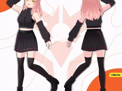 VRM CASUAL URBAN STYLE SCIFI FUTURISTIC OUTFIT SEXY GIRL 3D model