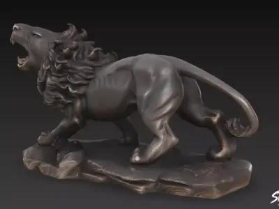 Lion Statue V33 Low-poly 3D model
