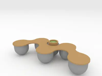 Bench park 60 Low-poly 3D model